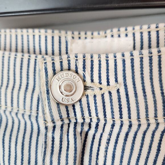 Hudson Jeans Jude Slouch Skinny Crop Distressed Striped Denim Size 25 - Picture 3 of 6